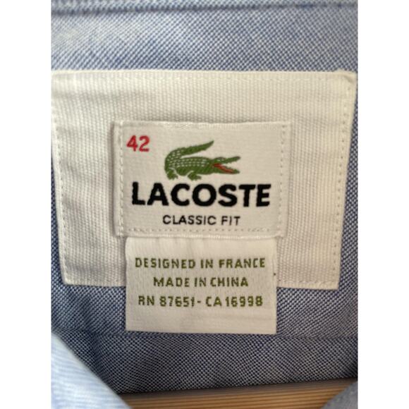 Lacoste Oxford Shirt Mens Large Blue Classic Fit  Button Down Preppy Old Money - Picture 4 of 10